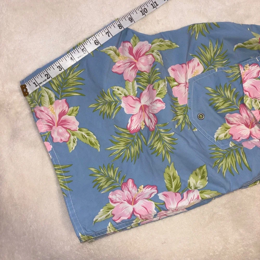 POLO RALPH LAUREN Swim Trunks Mens Large Blue Floral Hibiscus Board Shorts 8in